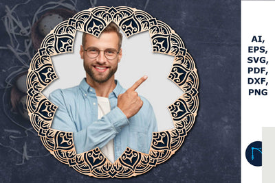 Cricut laser cut mandala photo Frame SVG SVG MD JOYNAL ABDIN 