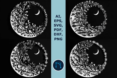 Cricut Moon Mandala Art SVG Bundle SVG MD JOYNAL ABDIN 