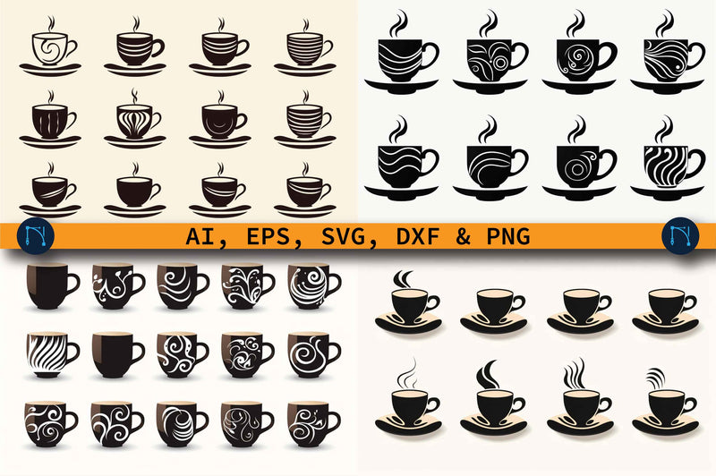 Cricut Paper Cut Coffee Cup SVG Bundle SVG MD JOYNAL ABDIN 