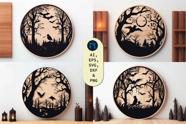 Cricut Spooky Round Wood Sign SVG Bundle SVG MD JOYNAL ABDIN 