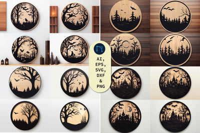 Cricut Spooky Round Wood Sign SVG Bundle SVG MD JOYNAL ABDIN 