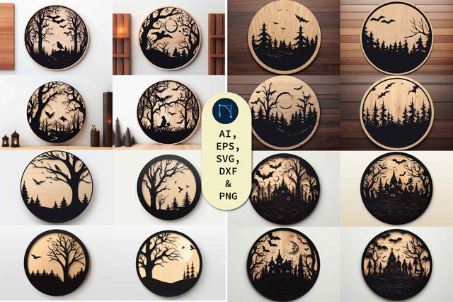 Cricut Spooky Round Wood Sign SVG Bundle SVG MD JOYNAL ABDIN 