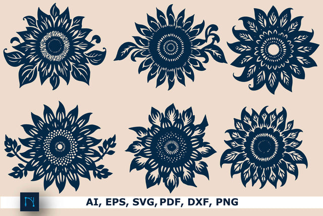 Cricut Sunflower Paper Cut SVG Bundle SVG MD JOYNAL ABDIN 