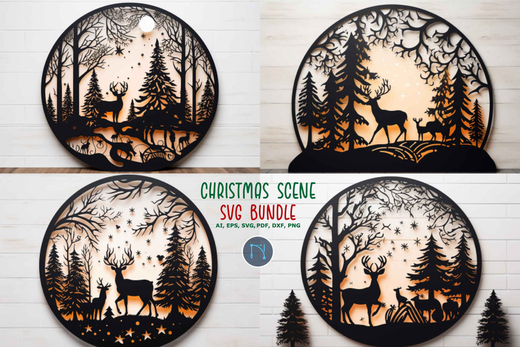 Cricut Winter Christmas Scene SVG Bundle - So Fontsy