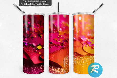 Crimson Fuchsia Yellow Glitter 20 oz / 30 oz Tumbler PNG Sublimation Regulrcrative 