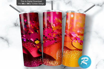 Crimson Fuchsia Yellow Glitter 20 oz / 30 oz Tumbler PNG Sublimation Regulrcrative 