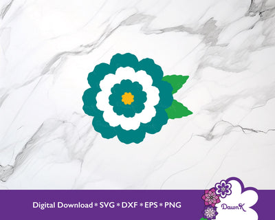 Crinkle Flower SVG | Teal and White SVG DawnKDesigns 