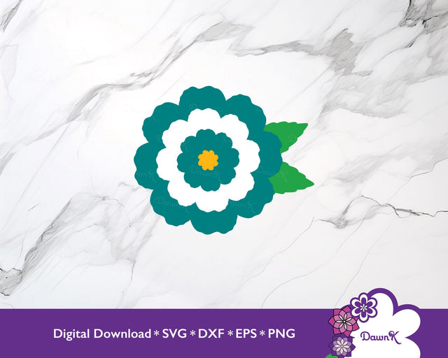 Crinkle Flower SVG | Teal and White SVG DawnKDesigns 