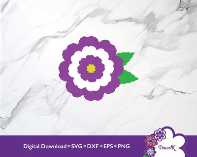 Crinkle Layered Flower SVG | Purple and White SVG DawnKDesigns 