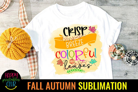 Crisp Breeze Colorful Leaves -Fall Autumn Sublimation PNG Sublimation Happy Printables Club 