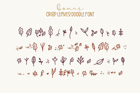 Crisp Leaves - Handwritten Font with Leaves Doodles Font KA Designs 