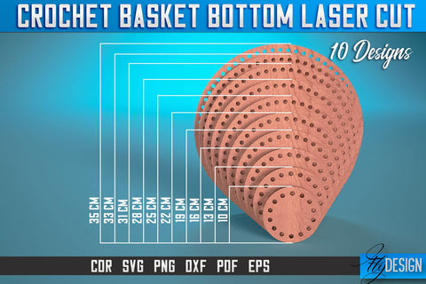 Crochet Basket Bottom Laser Cut SVG | Accessories Laser Cut SVG Design | CNC Files SVG Fly Design 