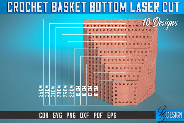 Crochet Basket Bottom Laser Cut SVG | Accessories Laser Cut SVG Design | CNC Files SVG Fly Design 