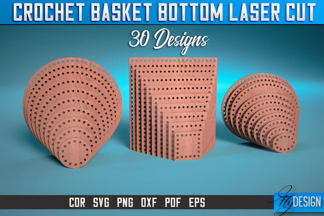 Crochet Basket Bottom Laser Cut SVG | Accessories Laser Cut SVG Design | CNC Files SVG Fly Design 