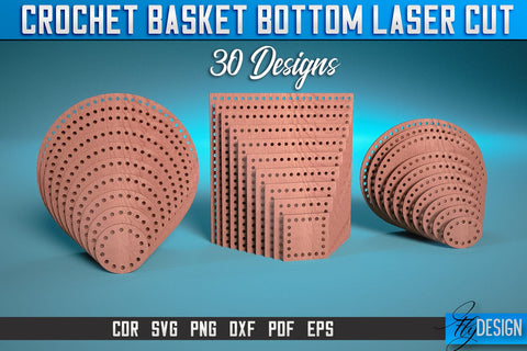 Crochet Basket Bottom Laser Cut SVG | Accessories Laser Cut SVG Design | CNC Files SVG Fly Design 