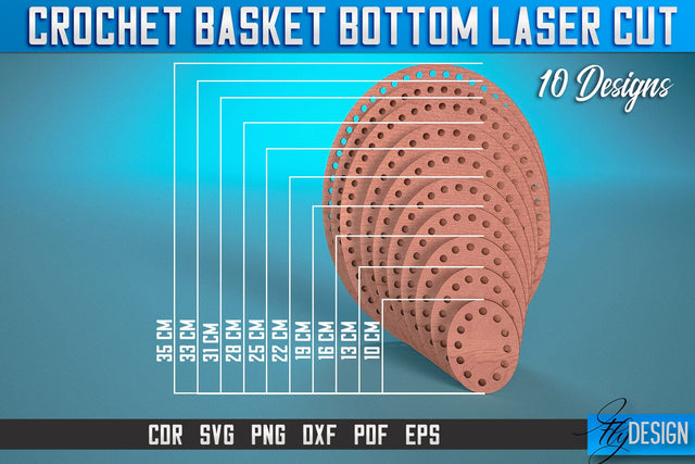 Crochet Basket Bottom Laser Cut SVG | Accessories Laser Cut SVG Design | CNC Files SVG Fly Design 