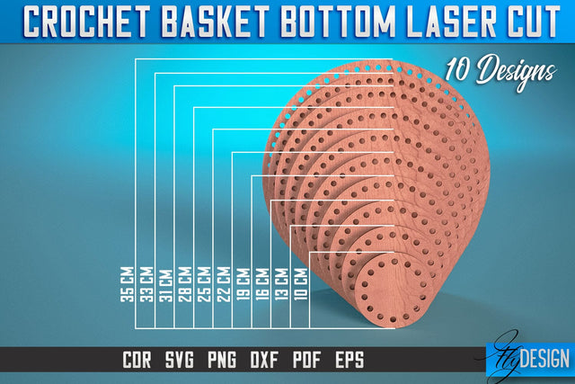 Crochet Basket Bottom Laser Cut SVG | Accessories Laser Cut SVG Design | CNC Files SVG Fly Design 