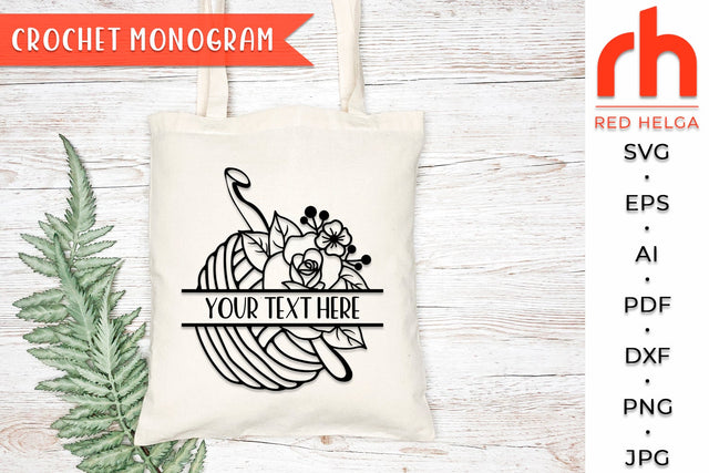 Crochet monogram SVG - Floral Yarn Ball Cut File SVG RedHelgaArt 