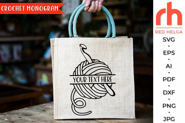 Crochet Monogram SVG - Yarn Logo Cut File SVG RedHelgaArt 
