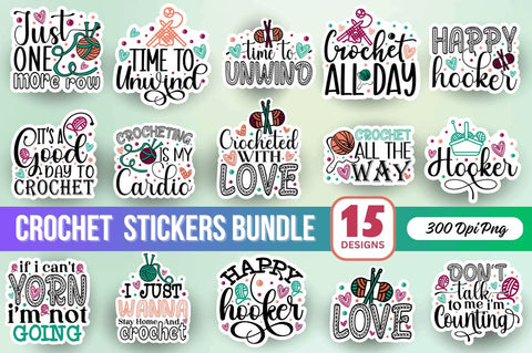 Crochet Stickers Bundle Sublimation Regulrcrative 