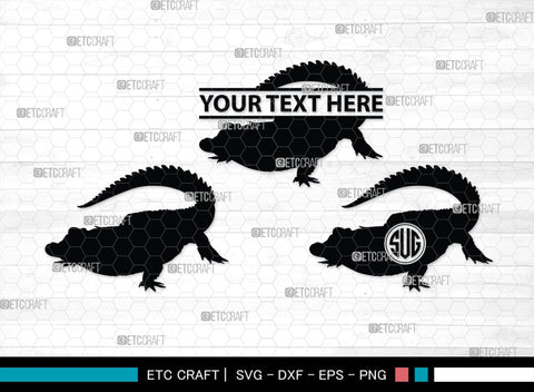 Crocodile Monogram, Crocodile Silhouette, Crocodile SVG, Caiman Svg, Cayman Animal Svg, Animal Svg, SB00247 SVG ETC Craft 