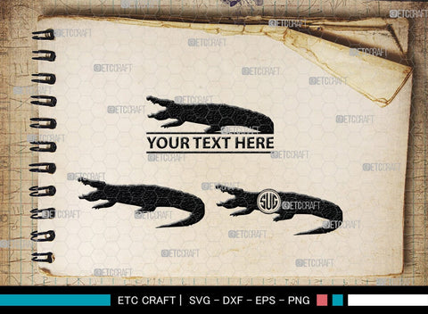 Crocodile Monogram, Crocodile Silhouette, Crocodile SVG, Caiman Svg, Cayman Animal Svg, Animal Svg, SB00247 SVG ETC Craft 