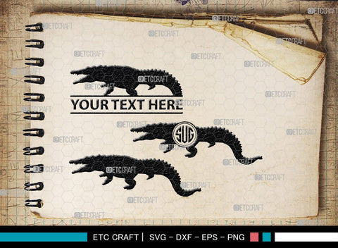 Crocodile Monogram, Crocodile Silhouette, Crocodile SVG, Caiman Svg, Cayman Animal Svg, Animal Svg, SB00247 SVG ETC Craft 