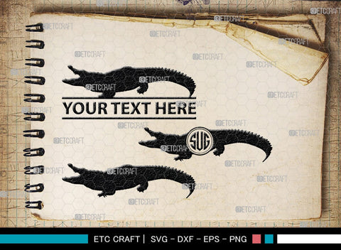 Crocodile Monogram, Crocodile Silhouette, Crocodile SVG, Caiman Svg, Cayman Animal Svg, Animal Svg, SB00247 SVG ETC Craft 