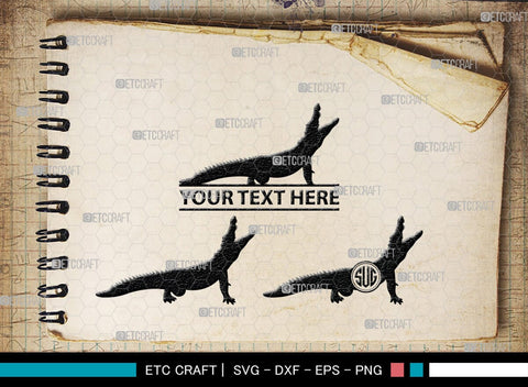 Crocodile Monogram, Crocodile Silhouette, Crocodile SVG, Caiman Svg, Cayman Animal Svg, Animal Svg, SB00247 SVG ETC Craft 
