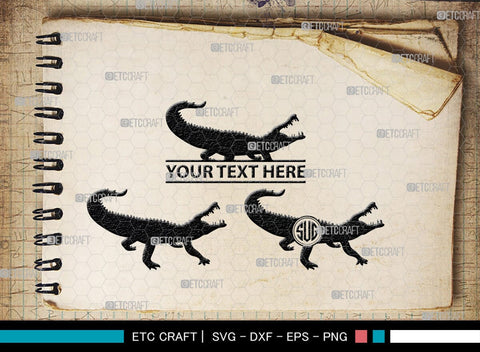 Crocodile Monogram, Crocodile Silhouette, Crocodile SVG, Caiman Svg, Cayman Animal Svg, Animal Svg, SB00247 SVG ETC Craft 
