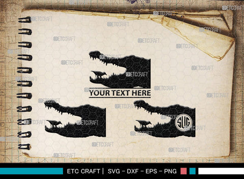 Crocodile Monogram, Crocodile Silhouette, Crocodile SVG, Caiman Svg, Cayman Animal Svg, Animal Svg, SB00247 SVG ETC Craft 
