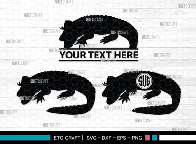Crocodile Monogram, Crocodile Silhouette, Crocodile SVG, Caiman Svg, Cayman Animal Svg, Animal Svg, SB00247 SVG ETC Craft 