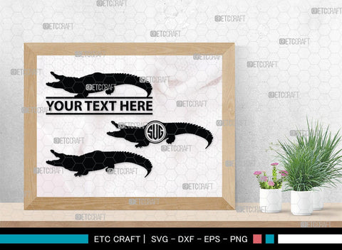 Crocodile Monogram, Crocodile Silhouette, Crocodile SVG, Caiman Svg, Cayman Animal Svg, Animal Svg, SB00247 SVG ETC Craft 
