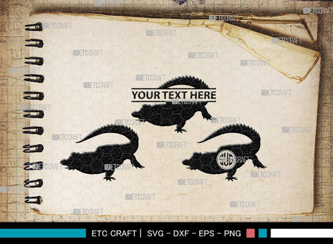 Crocodile Monogram, Crocodile Silhouette, Crocodile SVG, Caiman Svg, Cayman Animal Svg, Animal Svg, SB00247 SVG ETC Craft 