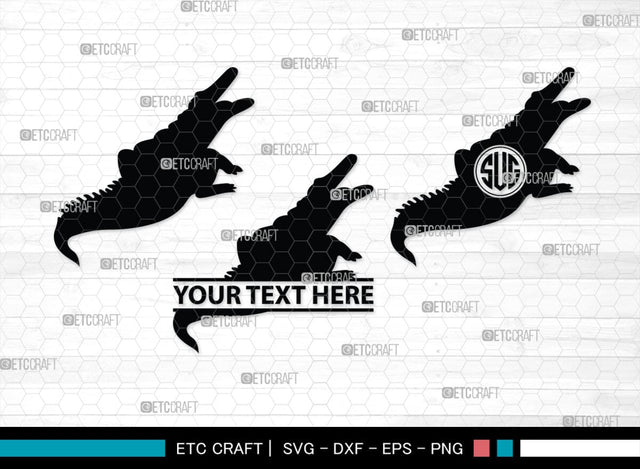 Crocodile Monogram, Crocodile Silhouette, Crocodile SVG, Caiman Svg, Cayman Animal Svg, Animal Svg, SB00247 SVG ETC Craft 