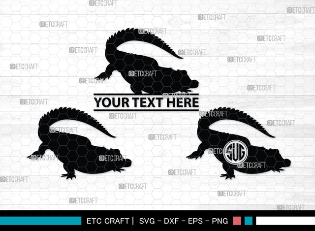 Crocodile Monogram, Crocodile Silhouette, Crocodile SVG, Caiman Svg, Cayman Animal Svg, Animal Svg, SB00247 SVG ETC Craft 