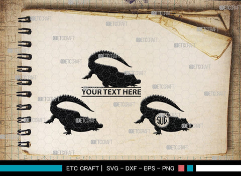 Crocodile Monogram, Crocodile Silhouette, Crocodile SVG, Caiman Svg, Cayman Animal Svg, Animal Svg, SB00247 SVG ETC Craft 