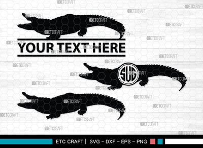 Crocodile Monogram, Crocodile Silhouette, Crocodile SVG, Caiman Svg, Cayman Animal Svg, Animal Svg, SB00247 SVG ETC Craft 