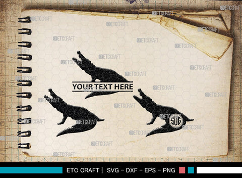 Crocodile Monogram, Crocodile Silhouette, Crocodile SVG, Caiman Svg, Cayman Animal Svg, Animal Svg, SB00247 SVG ETC Craft 