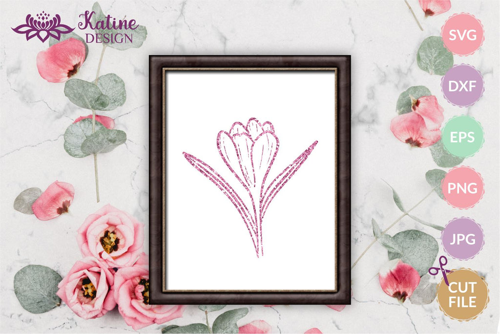 Crocus SVG, Flower Bundle SVG, Floral SVG Bundle, Hand Drawn Flowers