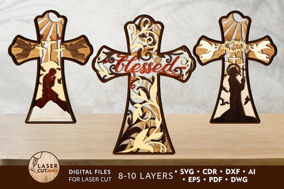 CROSS 3D Bundle, Religious Layered SVG SVG LaserCutano 