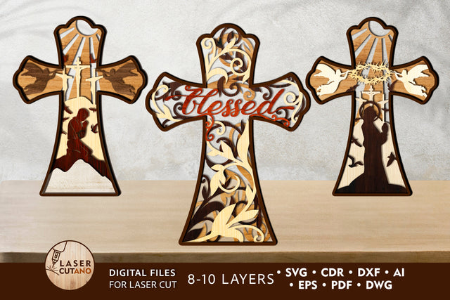 CROSS 3D Bundle, Religious Layered SVG SVG LaserCutano 