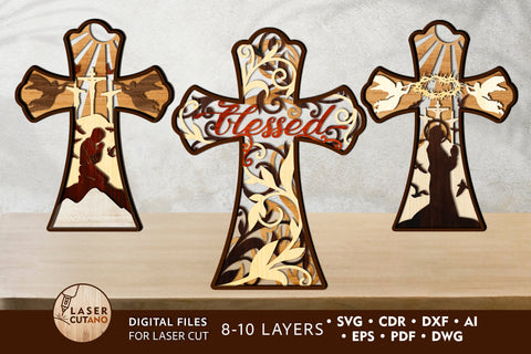 CROSS 3D Bundle, Religious Layered SVG SVG LaserCutano 