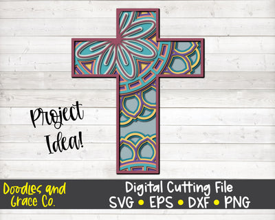 Cross 3D Layered Mandala SVG SVG Doodles and Grace 