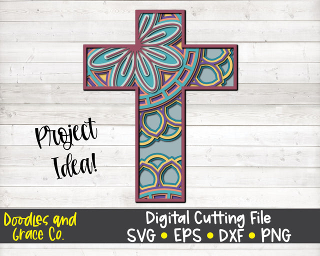 Cross 3D Layered Mandala SVG SVG Doodles and Grace 