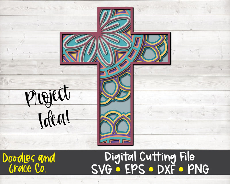 Cross 3D Layered Mandala SVG SVG Doodles and Grace 