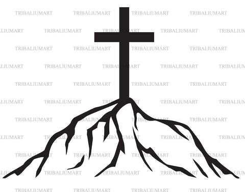 Cross and mountain SVG TribaliumArtSF 