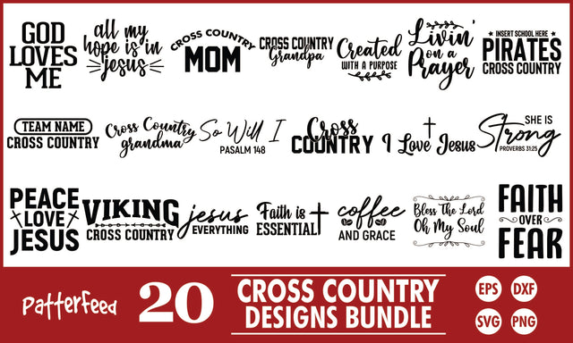 Cross Country SVG Designs Bundle SVG PatternFeed8 