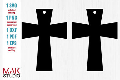 Cross earring template, Cross earring template svg, Earring svg, Cross earring dxf, Cross earring cut file SVG MAKStudion 