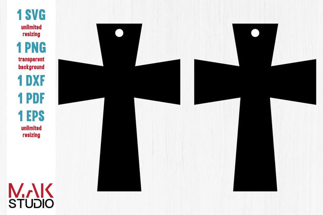 Cross earring template, Cross earring template svg, Earring svg, Cross earring dxf, Cross earring cut file SVG MAKStudion 
